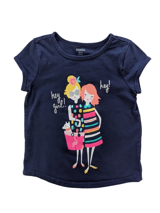 Gymboree Other - Gymboree Girls Navy Graphic 'Hey Girl' Short Sleeve Tee Cotton Size S (5/6)